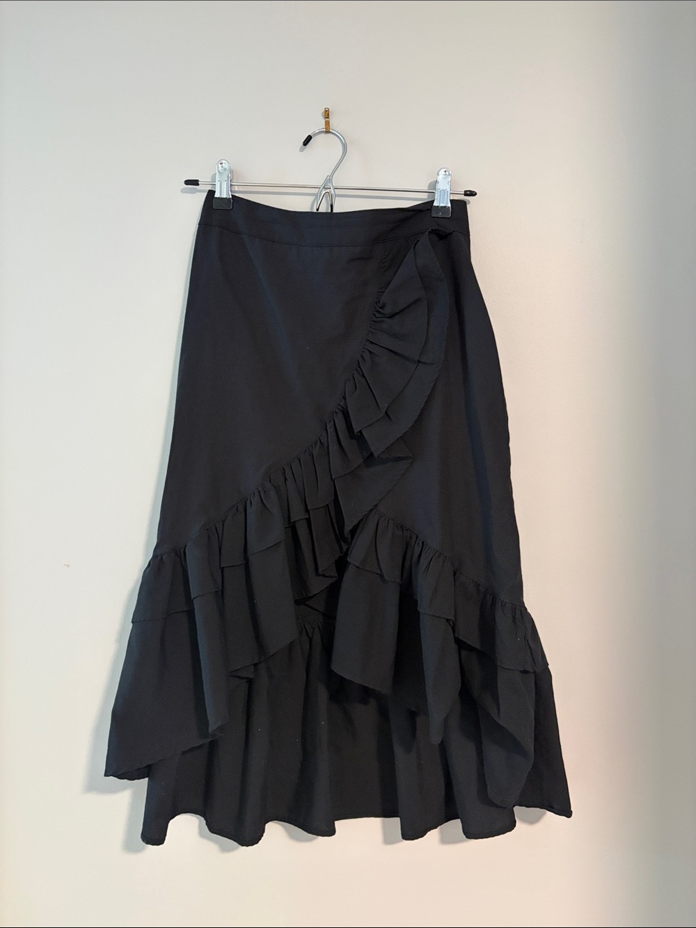 Black Ruffle Midi Skirt - Women Christian Dior